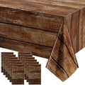 Irenare 12 Pcs Brown Wood Grain Western Tablecloth Plastic by Irenare