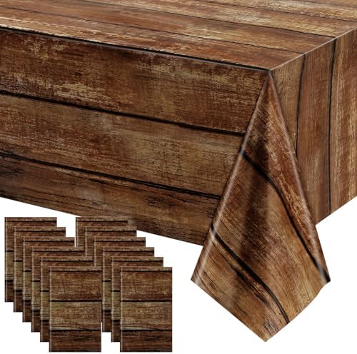 Irenare 12 Pcs Brown Wood Grain Western Tablecloth Plastic by Irenare