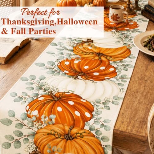 ONFAON Fall Decorations for Home, Fall Table Runner 13x72 Inch Linen - Image 2