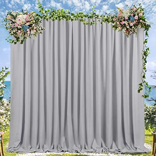 Grey Backdrop Curtains 10ftx10ft Party Polyester Photo Drapes by SoarDream