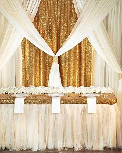 Gold Sequin Backdrop Curtains 2ftx8ft Glitter Party Backdrop 6 Pieces Sparkly Fabric Curtains for Wedding Stage Background Decorations Christmas Party Decoration - Image 3