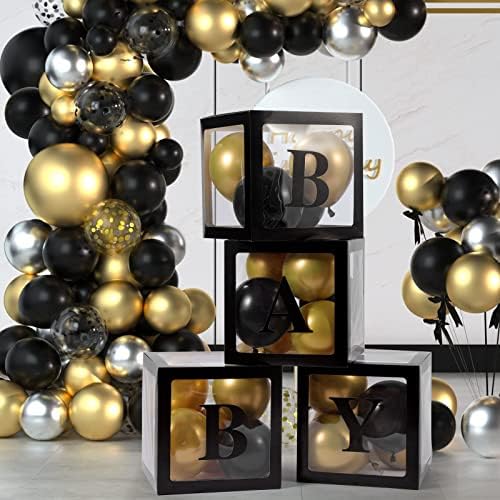 Voircoloria Baby Boxes with Letters, Black, 4 Transparent Balloon Boxes - Image 4