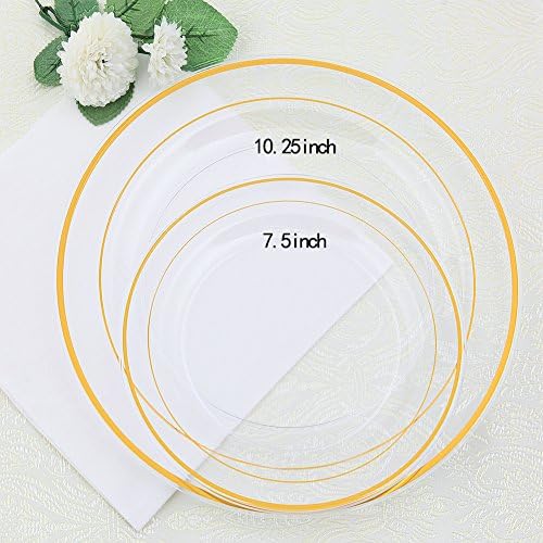I00000 60 Pcs Clear Gold Plastic Plates, Premium Disposable Party Plates - Image 2