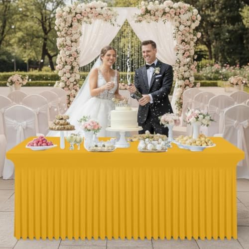 Smiry Spandex Elastic Fitted Table Cloth Skirt for 4FT Rectangle Table - Image 4