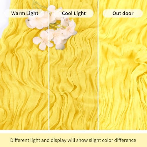 3 Pack Lemon Yellow Cheesecloth Table Runner 17x108 Inch Semi Sheer Boho Gauze Cheese Cloth Fabric Table Runners Table Decor for Wedding Party Baby Shower Birthday Home Decor Garden Farmhouse - Image 7