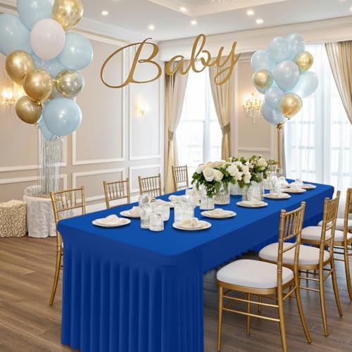 Smiry 2 Pack Spandex Open Back Tablecloth,Elastic Fitted Stretch Tablecloth for 6FT Rectangle Tables,Waterproof Washable Table Cover Skirt for Wedding, Banquet & Parties (Blue, 72Lx30Wx30H Inch) - Image 5