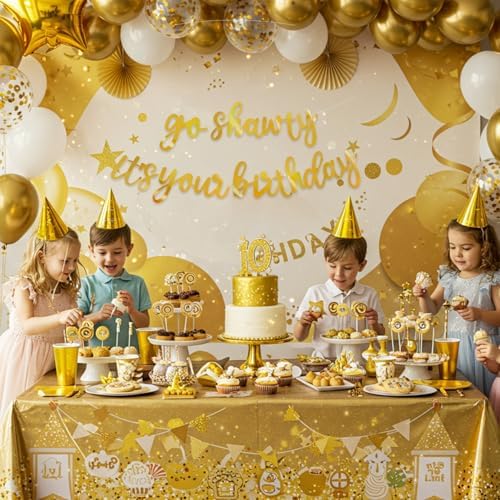 BEISHIDA Bright Gold Pre-Strung Go Shawty It's Your Birthday Banner Decor - Image 4