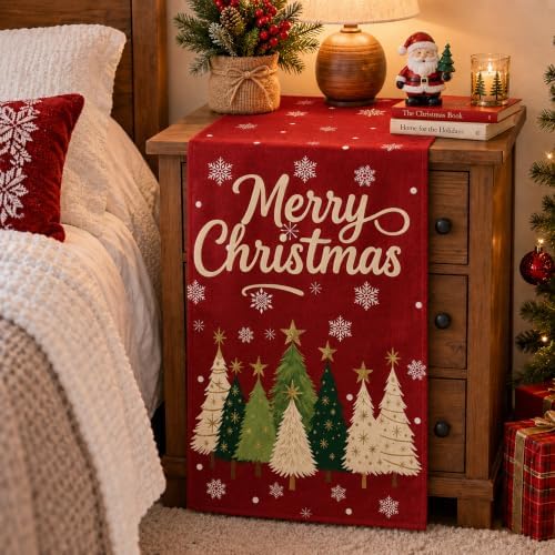 Christmas Decorations - 2 Pack Merry Christmas Tree Snowflake Table Runner - Image 5
