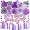 72Pcs Lavender Purple Birthday Party Decorations for Girls Women by OuddyParty