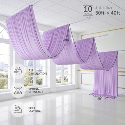 50ftx40ft Taro Purple Ceiling Curtain for Wedding Parties - Image 4