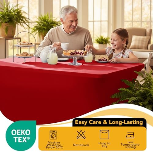 6-Pack Premium Red Spandex Tablecloths for 8ft Rectangle Tables - Image 7