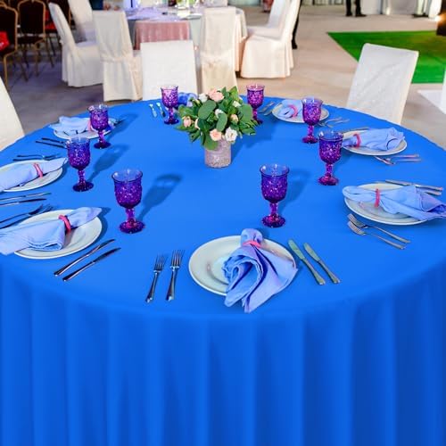 16 Pack Blue Plastic Tablecloth for Round Tables, Premium Decorative Blue Disposable Table Cloths for Parties, Bulk Round Party Table Cover for Birthday Wedding Anniversary Graduation, 84 Inch - Image 5