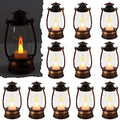 12Pcs Mini Lantern Decorative with Flickering LED Candle, 6Inch Small Western Lantern for Table Centerpiece, Vintage Hanging Candle Holders for Western Halloween Camping Party Decor (Brown) by ReperlaSpecialMiniSmallLanternDecoration