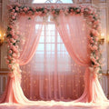 20x8ft Dusty Rose Tulle Backdrop Curtain with Lights String for Parites, Sheer Photo Backdrop Drapes with Lights for Wedding Backdrop Ceremony Reception Bridal Shower Baby Shower Birthday Party by PartyTalk