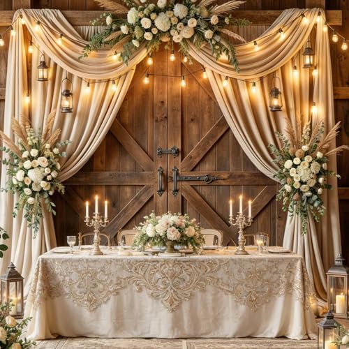 8X6Ft Barn Wedding Photography Backdrop Rustic Cabin Wooden Barn Door Photography Backdrop Country Farmhouse Floral Birthday Baby Shower Wedding Bridal Party Banner Photo Booth Props Background - Image 5