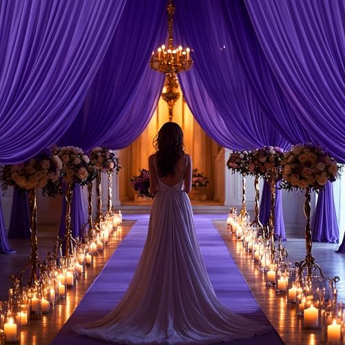 40x10FT Dark Purple Backdrop Curtains for Wedding Parties, Wrinkle Free Polyester Photography Backdrop Drapes for Baby Shower Birthday Parties Stage Background Stand Decorations 4x10ft,10 Panels - Image 6