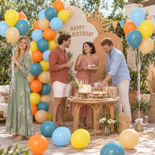 Blue Balloons, Yellow Orange for Boys Birthday Baby Shower Boho Son Party - Image 6