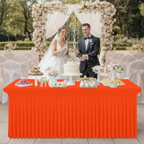 Smiry 2 Pack Spandex Elastic Fitted Table Cloth Skirt for 8FT Table - Image 4