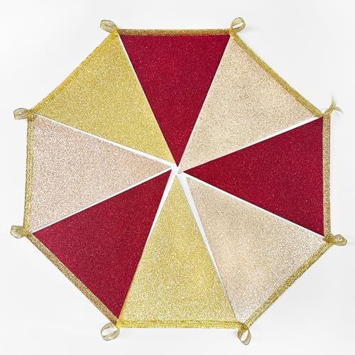 Maroon Gold Party Pennant Banner Flag Burgundy Champagne Gold Triangle Hanging Glitter Paper Bunting for Birthday Graduation Bridal Shower Wedding Shower Bachelorette Engagement Party Decorations - Image 4