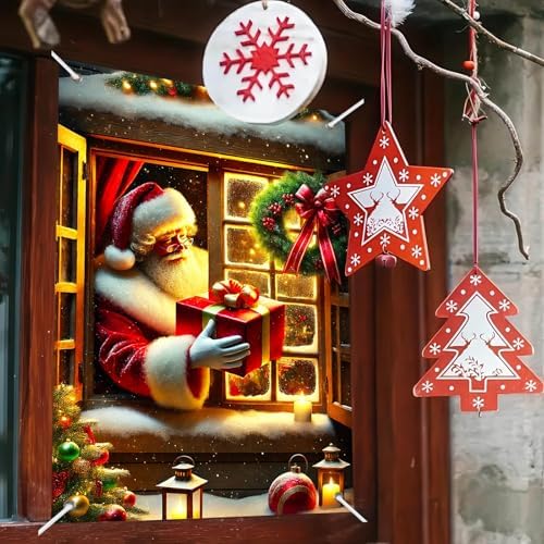 BlissYard Classic Santa Christmas Window Banner Fabric 31x47 Inch - Image 2