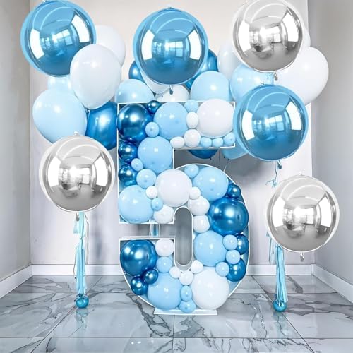 Blue Silver Round Foil Balloons Birthday Prom Decor 22 Inch 6 Pcs - Image 5