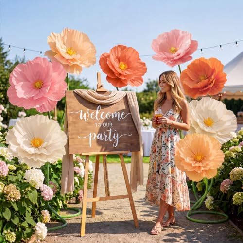 8 Pcs 5ft Large Multicolor Poppy Flowers Giant Artificial Poppy - Image 4
