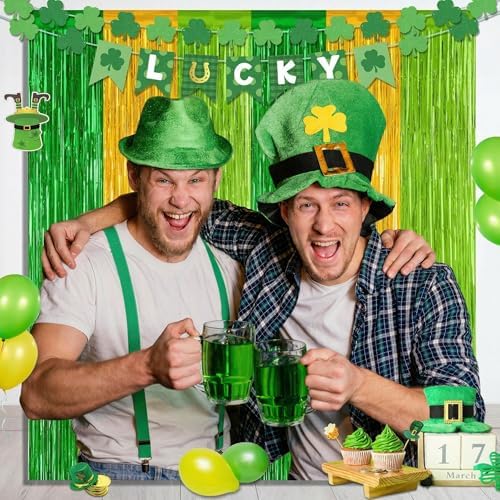 2Pack Green Gold St Patricks Foil Curtain Xmas Decorations Party Streamers - Image 6