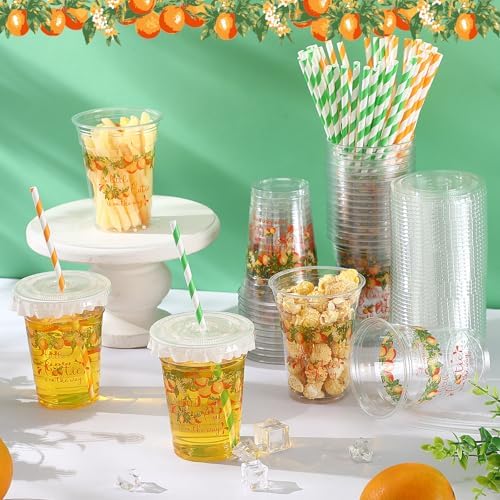 Pickmesh 50 Pcs Little Cutie Baby Shower Plastic Cup with Lid Straw, 12 oz - Image 4