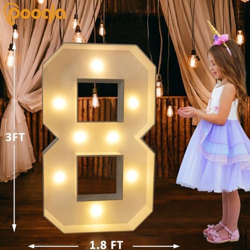 Pooqla 3 FT Marquee Numbers, Light Up Number 8 8th Birthday Decorations - Image 5
