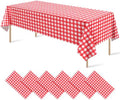 6 Pack Red and White Plastic Checkered Tablecloth, Premium Decorative Disposable Red Gingham Plaid Table Cloths for Parties, Rectangle Party Table Cover for Picnic Farm Birthday Wedding, 54x108 Inch by RAGNHILD