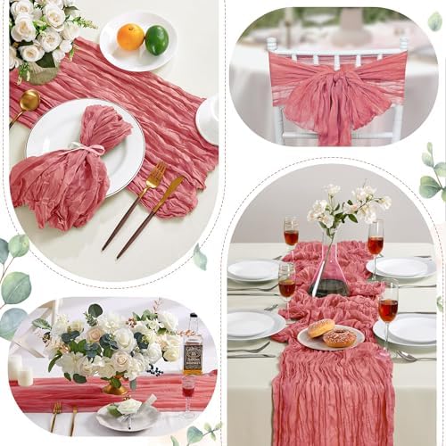 12 Pack Rose Cheesecloth Table Runner 35×120Inch Fall Boho Gauze Home Decor - Image 4