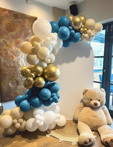 Dusty Blue Balloon Arch Garland Kit, 134PCS Ivory White, Slate Fog, Baby Blue and Gold Balloons for Baby Shower, Gender Reveal, Birthday Backdrop, Wedding, Bridal Shower Party Decor - Image 4