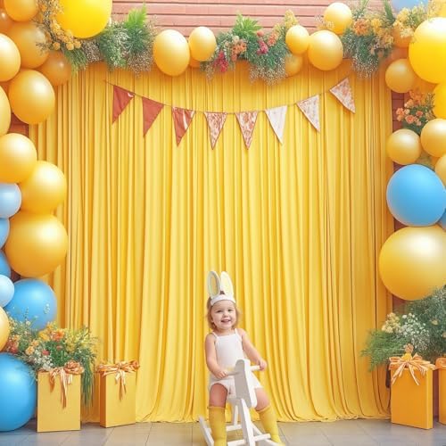 40x10FT Yellow Backdrop Curtains for Wedding Parties, Wrinkle Free Polyester Photography Backdrop Drapes for Wedding Baby Shower Birthday Parties Stage Background Stand Decorations 4x10ft,10 Panels - Image 3