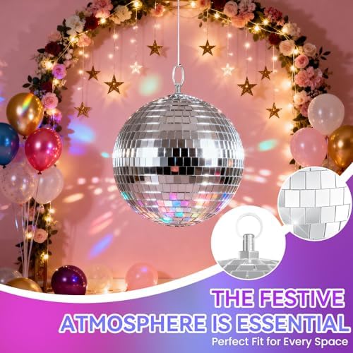 Youdepot 8-Inch Silver Disco Ball Mirror Ball 2-Pack - Image 2