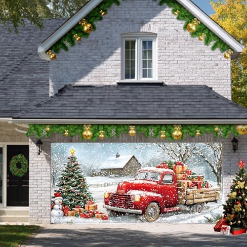 HOMETITUTE Christmas Truck Garage Door Cover Banner 13x6ft Polyester - Image 6