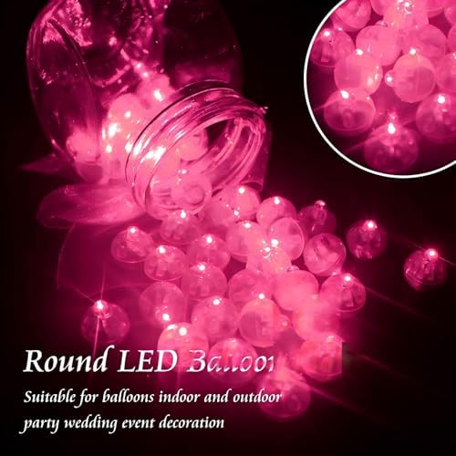 100pcs Balloon Lights Mini Led Lights Round Long Standby Time Paper Lantern Balloons Lighting for Birthday Party Christmas Halloween Decoration (Pink, 100 PCS) - Image 4