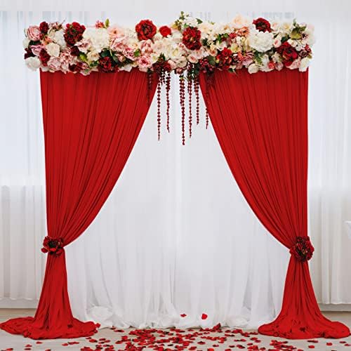 Red Backdrop Curtains 10ftx10ft Christmas Polyester Photo Drapes - Image 2