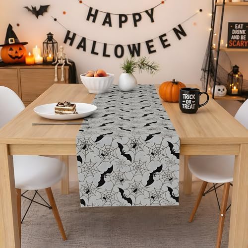 Halloween Party Decorations - Bats Spider Web Table Runner - Image 4