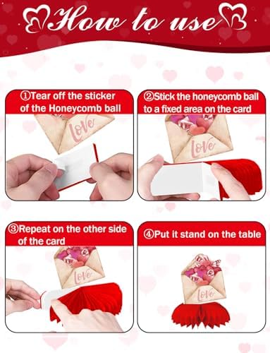 Valentine Honeycomb Centerpieces for Table, Valentine Table Decorations - Image 5