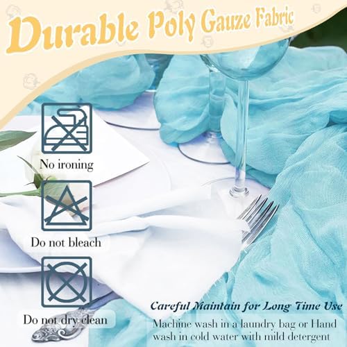 Baby Blue Cheesecloth Table Runner 2 Pack 35" Boho Gauze Cheese Cloth 120 inches Long Rustic Sheer Fabric Bulk for Baby Shower Wedding Bridal Birthday Party Table Decorations - Image 6