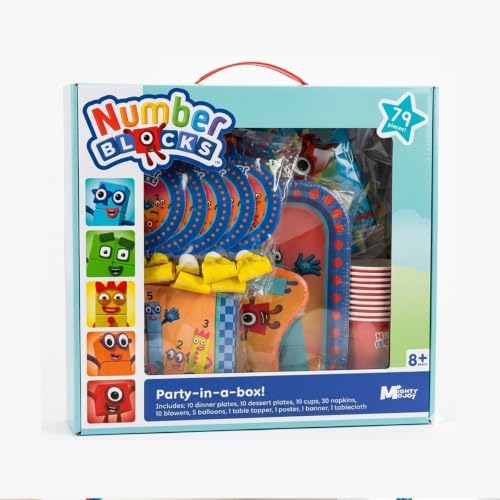 Numberblocks Deluxe Party Supplies Kit, 79-Piece Birthday Party Set for 10 Guests with Plates, Cups, Napkins, Decorations and Table Cover - Image 5