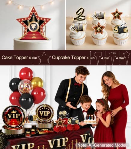 Yingto 177PCS Red Carpet Party Decorations Hollywood Birthday Set Serves 20 - Image 6