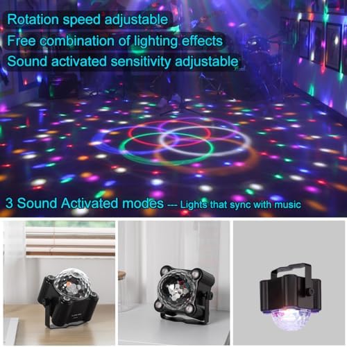 Laucnpty Disco Ball Party Lights Sound Activated Strobe DJ Stage Lighting for Indoor Room Outdoor Dance Floor Parties Birthday Rave Home Karaoke Halloween Christmas Wedding Show Bar Club Decorations - Image 6