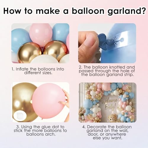 Gender Reveal Pink and Blue Balloon Arch Kit 129 PCs - Image 5