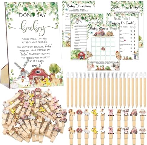Patelai 321 Pcs Baby Shower Games Supplies, Farm Animal by Patelai