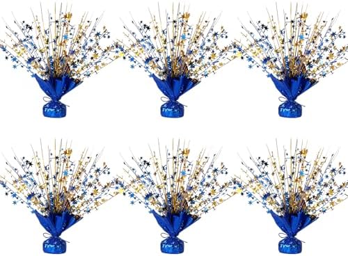 6 Pack Star Table Centerpieces for Party, Birthday Table Decorations for Kids Adults, Party Centerpieces for Tables for Wedding Baby Shower Graduation Holiday Event (Blue Glod) by Unknown