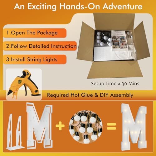 4FT Marquee Letters, Large Light Up Letters M for Marry Me Party Decor - Image 2