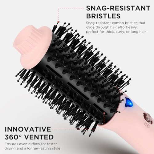 Aima Beauty Ceramic Blow Dryer Brush, One-Step Styler Volumizer, Pink - Image 5