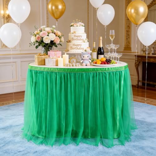 THARAHT Tulle Table Skirt 6FT 180CM Long for Rectangle Tables Round Tables Ruffle Desk Skirt for Princess Girls Birthday Party Cake Dessert Decorations Table Skirt - Image 5