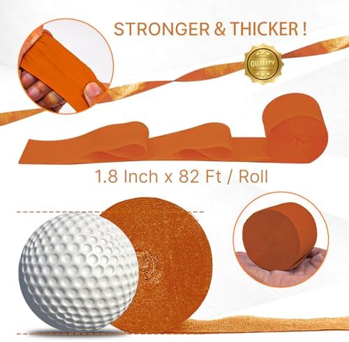 PartyWoo Crepe Paper Streamers 4 Rolls 328ft, Pack of Retro Deep Orange Crepe Paper for Party Decorations, Wedding Decorations, Birthday Decorations, Baby Shower Decorations (1.8 Inch x 82 Ft/Roll) - Image 6